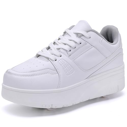 WOWEI Schuhe mit Rollen für Jungen Mädchen Skateboardschuhe Sportschuhe Rollschuhe Kinder Erwachsene 2-in-1-Multifunktionsrollschuhe Sneakers Mit Rollen Outdoorschuhe (BZX-T17, 36EU) von WOWEI