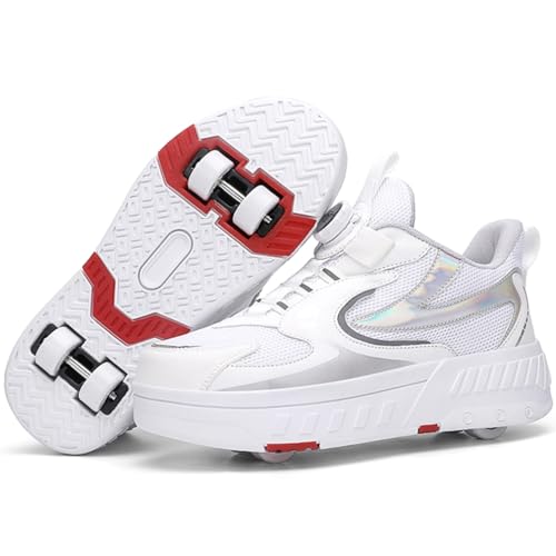 WOWEI Schuhe mit Rollen für Jungen Mädchen Skateboardschuhe Sportschuhe Rollschuhe Kinder Erwachsene 2-in-1-Multifunktionsrollschuhe Sneakers Mit Rollen Outdoorschuhe (BZX-T23, 31EU) von WOWEI