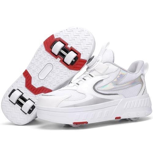 WOWEI Schuhe mit Rollen für Jungen Mädchen Skateboardschuhe Sportschuhe Rollschuhe Kinder Erwachsene 2-in-1-Multifunktionsrollschuhe Sneakers Mit Rollen Outdoorschuhe (BZX-T23, 42EU) von WOWEI
