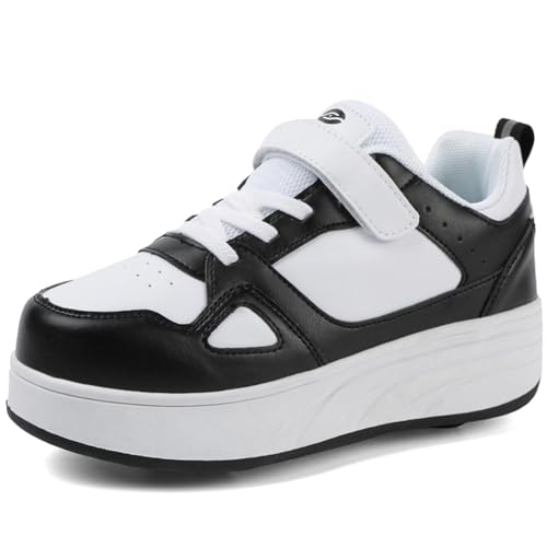 WOWEI Schuhe mit Rollen für Jungen Mädchen Skateboardschuhe für Jungen Turnschuhe 2-in-1-Multifunktionsrollschuhe Sneakers Sportschuhe Rollschuhe Kinder Outdoorschuhe (LHX-X2, 39EU) von WOWEI