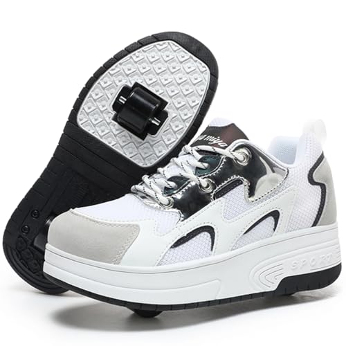 WOWEI Schuhe mit Rollen für Jungen Mädchen Skateboardschuhe für Jungen Turnschuhe 2-in-1-Multifunktionsrollschuhe Sneakers Sportschuhe Rollschuhe Kinder Outdoorschuhe (LHX-X26, 37EU) von WOWEI