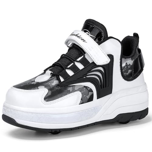 WOWEI Schuhe mit Rollen für Jungen Mädchen Skateboardschuhe für Jungen Turnschuhe 2-in-1-Multifunktionsrollschuhe Sneakers Sportschuhe Rollschuhe Kinder Outdoorschuhe (LHX-X33, 35EU) von WOWEI