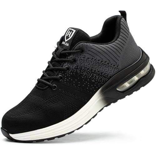 WOWEI Sicherheitsschuhe Arbeitsschuhe Herren Damen Leichte Atmungsaktive Sportliche Stahlkappenschuhe Schutzschuhe rutschfeste Sicherheit Sneaker mit Stahlkappe (Schuhe-3, 48EU) von WOWEI