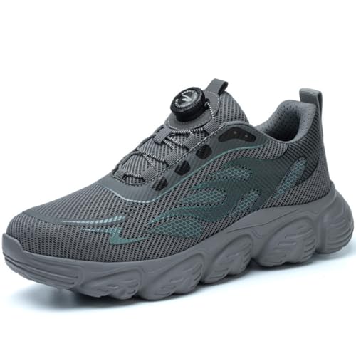 WOWEI Sicherheitsschuhe Arbeitsschuhe mit Stahlkappe Herren Damen Drehverschluss Leichte Atmungsaktive Sportliche Stahlkappenschuhe Schutzschuhe rutschfeste (Grau 3, 39EU) von WOWEI