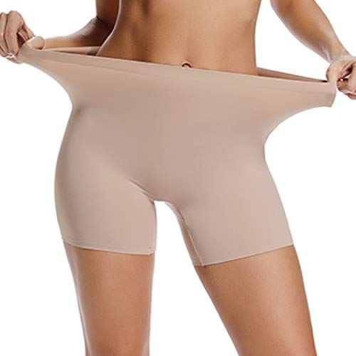 WOWENY Anti-Scheuer-Slip-Shorts für Unterkleider, Unterwäsche für Damen, Oberschenkelbänder, Beige, Small von WOWENY