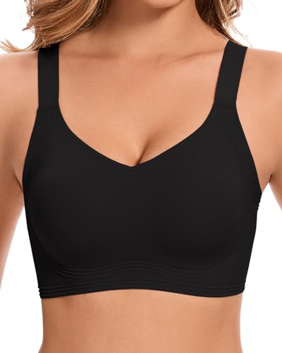 WOWENY Soft BH Damen ohne Bügel Große Brüste Push Up ohne Buegel Seamless Bequem BH Klassische Comfy Nahtloser T Shirt Bra Gepolstert Bralette,Schwarz,XXL WOWENY Soft BH Damen ohne Bügel Große Brüste Push Up ohne Buegel Seamless Bequem BH Klassische Comfy Nahtloser T Shirt Bra Gepolstert Bralette,Schwarz,XXL von WOWENY