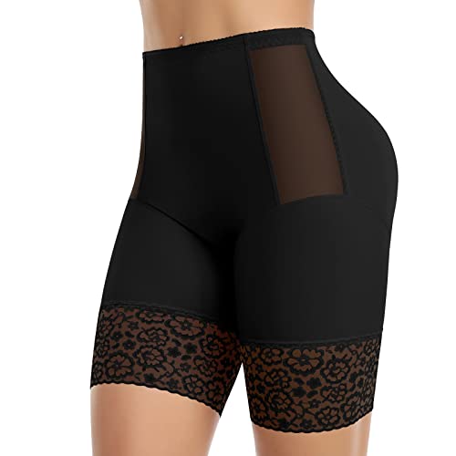 WOWENY Shapewear Damen Bauchweg Miederhose Stark Formend Unterhose Unterhose Damen Shapewear Spitze Figurformende Unterwäsche Leggings Body Shaper Miederpants,Schwarz,L von WOWENY