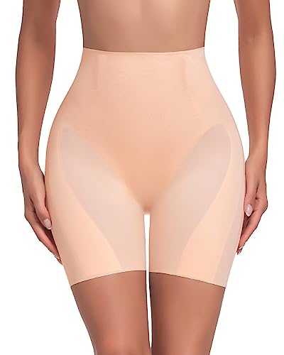 WOWENY Bauchweg Unterhose Damen Hohe Taille Miederhose mit Bein Stark Formend Po Push Up Shapewear Shaping Unterwäsche für Damen(Beige, L) von WOWENY