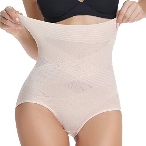 WOWENY Bauchweg Unterhose Damen Shapewear Miederhose Bauch Weg Stark Formend Taillenslip Bauchweg String Hoher Taille Taillenformen Atmungsaktive Tailliert Slip, Hautfarbe, 2XL(42~44) von WOWENY