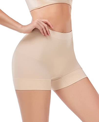 WOWENY Damen Unterhose Boxershorts Shapewear Licht Shaping Shorts Nahtlose Panties Miederpants Miederhose, Beige Größe XXL von WOWENY