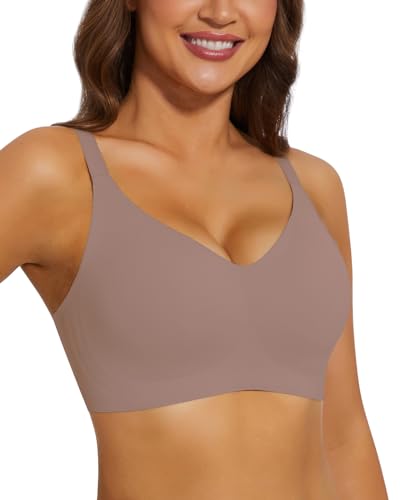 WOWENY Damen Nahtlos BH ohne Bügel Gepolstert Tshirt Bustier Comfy Bügelloser Bralette V-Ausschnitt Stützender Soft Klassische Bra Kaffee, 2XL WOWENY Damen Nahtlos BH ohne Bügel Gepolstert Tshirt Bustier Comfy Bügelloser Bralette V-Ausschnitt Stützender Soft Klassische Bra Kaffee, 2XL von WOWENY