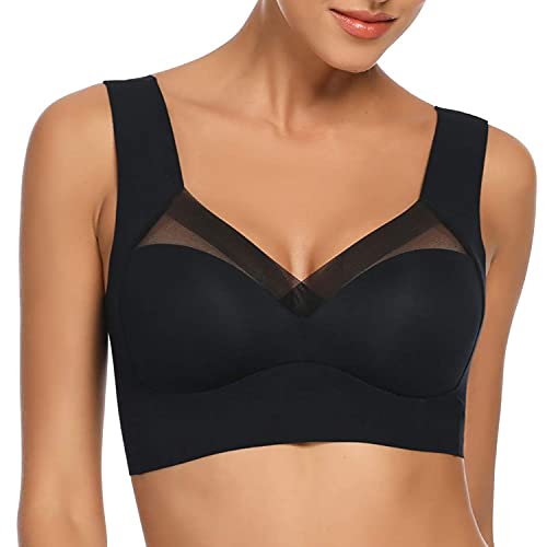 WOWENY Damen Nahtlos Spitzen BH ohne Bügel Weicher Damen Push-Up BH Gepolstert - Atmungsaktiver und Leichter, Klassische Bustier Damen BH Modern Feeling von WOWENY