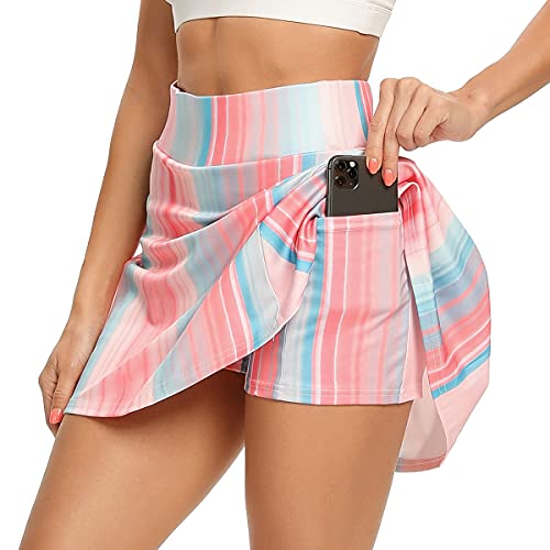 WOWENY Tennisrock Damen Golf Skort Mit Hose, Rock Damen Sommer kurz Sportrock Mit Hose, Faltenrock Laufrock Minirock Mit Shorts Sport Skirt Für Fitness Workout Running Hockey von WOWENY