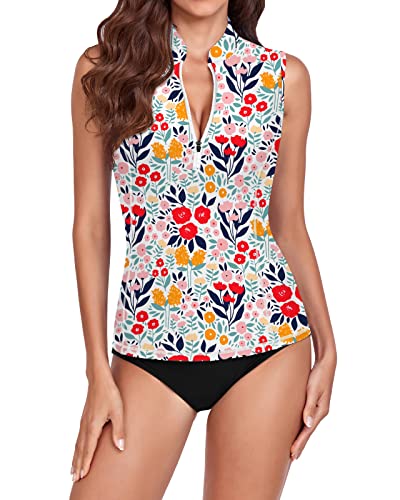 WOWENY Damen Schwimmshirt Ärmellose Tankini Damen badeshirt Rash Guard Sonnenschutz Swimsuits Bademode surf Shirt Strand Swimming Vest,PA,M von WOWENY