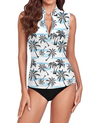 WOWENY Damen Schwimmshirt Ärmellose Tankini Damen badeshirt Rash Guard Sonnenschutz Swimsuits Bademode surf Shirt Strand Swimming Vest,PH,XXL von WOWENY