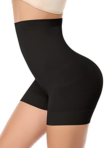 WOWENY Damen Shapewear Bauchweg Panty Shaper Shaping Slip mit Bein Shaping-Unterwäsche Hohe Taille Miederhose Taillenformer-Boxer Nahtlos-unsichtbar,Schwarz,XXL von WOWENY