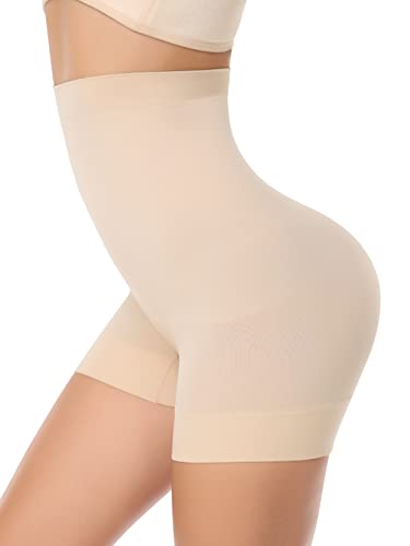 WOWENY Damen Shapewear Bauchweg Panty Shaper Shaping Slip mit Bein Shaping-Unterwäsche Miederhose Taillenformer-Boxer Hohe Taille,Beige,XXL von WOWENY