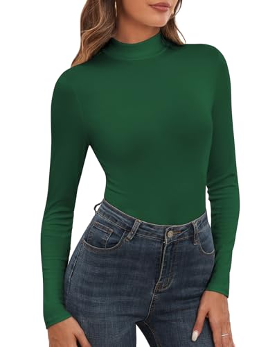 WOWENY Damen Stehkragen Langarmshirt Gerippt Rollkragenshirt Rolli Langarm Rollkragen Oberteil Unterziehrolli Elegant Basic Turtleneck Top[Grün, WOWENY Damen Stehkragen Langarmshirt Gerippt Rollkragenshirt Rolli Langarm Rollkragen Oberteil Unterziehrolli Elegant Basic Turtleneck Top[Grün, von WOWENY