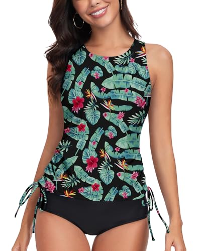 WOWENY Damen Tankini Oberteil Bikini Tank Top Bademode Crossback Strappy Swim Top Oberteil Schnell Trocknend Sommer Padded Swimsuit Shirt,RB-PB,S von WOWENY