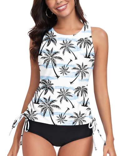 WOWENY Damen Tankini Oberteil Bikini Tank Top Bademode Crossback Strappy Swim Top Oberteil Schnell Trocknend Sommer Padded Swimsuit Shirt,RB-PC,M von WOWENY