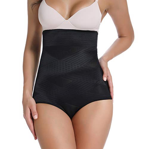 WOWENY Damen figurenformend Miederslip mit Bauch-Weg-Effekt Miederhose Taillenformer Shapewear Unterhose, Schwarz, L(38~40) von WOWENY