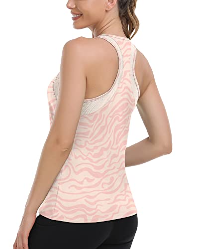 WOWENY Racerback Top Damen Sport Tank Top Sommer Fitness Shirts Damen Ärmelloses für Yoga Training Laufen Wandern Freizeitkleidung Mesh Zurück Atmungsaktiv Gemütlich, Orange S von WOWENY