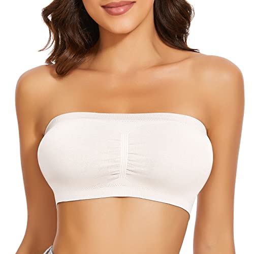 WOWENY Seamless BH Trägerloser BH Ohne Bügel Damen Strapless Bra Tube Top Bandeau Top Weiß L von WOWENY