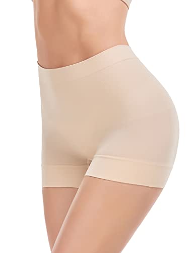 WOWENY Shapewear Damen Bauchweg Miederhose Miederpants figurformend Miederslips Unterhose Unter Rock Kurz Hose Miederslip Body Shaper,Beige,XL von WOWENY