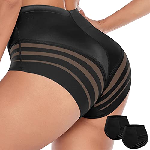 WOWENY 2er Pack Bauchweg Unterhose Damen Shapewear Miederslips für Damen Sexy Formende Unterhose Shaping unterwäsche Miederpants,Schwarz,L von WOWENY