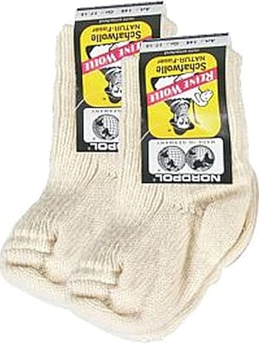 100% reine Schurwolle-Söckchen für Babys und Kinder 2er- BÜNDEL (Gr.23-26, wollweiß) von WOWERAT