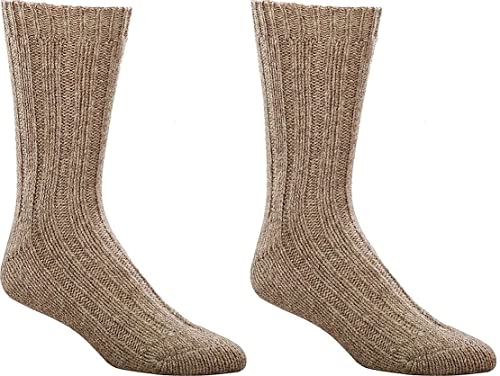 WOWERAT 100% Virgin Wool Socken 3er-Teilung, 5/2-Rippe für Damen und Herren 2er-Bündel (Gr. 43-46, braun) von WOWERAT