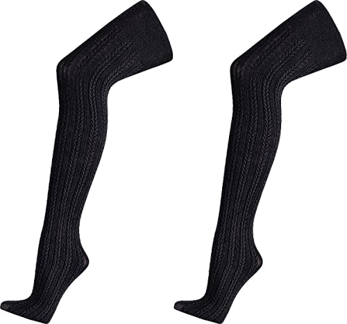 WOWERAT Damen-Strumpfhose „Zopfmuster“ 1 STÜCK (Gr. XXL, schwarz-Zopfmuster) von WOWERAT