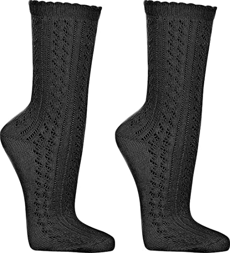 WOWERAT Häkellook-Söckchen für Teenager und Damen 3er-BÜNDEL (Gr.35-38, schwarz) von WOWERAT