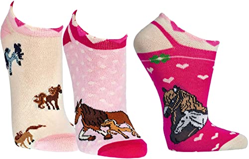 WOWERAT Kinder Sneakers-Socken „Romantik-Pferd“,3er-Bündel (Gr.35-38,„Romantik-Pferd“) von WOWERAT