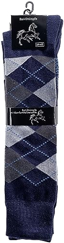 WOWERAT Reit-Kniestrümpfe mit Polstersohle für Kinder, Teenager, Damen und Herren 2er -Bündel (Gr.31-34, marine mit grau) von WOWERAT