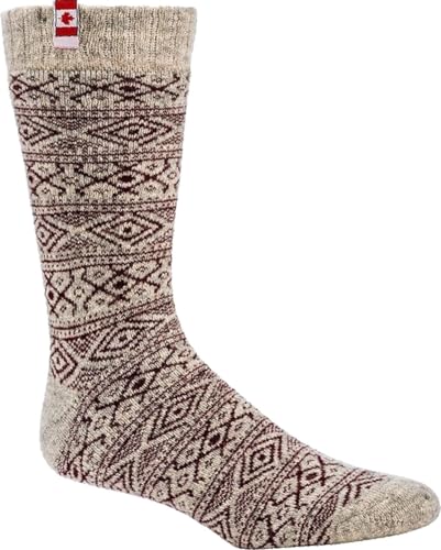 WOWERAT Thermo-Wollsocken „CANADIAN SOCKS“ Wind & Wetter - Socken 1 PAAR (Gr.39-42, natur-grau mit bordeaux Dessin) von Wowerat