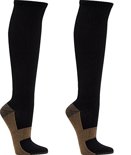WOWERAT Wellness Funktionskniestrümpfe mit Kupferwirkung mit Kompression für Damen und Herren, 2 Paar (Gr.43-46, schwarz) von WOWERAT
