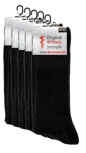 WOWERAT Wellness-Socken, Baumwolle ohne Gummidruck für gute Durchblutung 5 PAAR (Gr. 39-42, schwarz) von WOWERAT