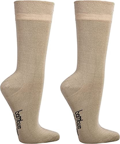 WOWERAT Wellness-Socken BAMBUS-VISKOSE, normallang, extrabreiter Piqué-Komfortbund ohne Gummidruck für Damen und Herren, 3er- Bündel (Gr.39-42, beige) von WOWERAT