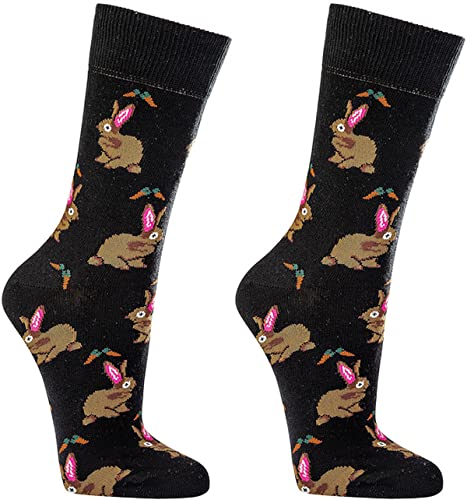 Witzige Socken „Hasi“,als Geschenkidee oder zum Selbertragen für Teenager, Damen und Herren 2er-Bündel (Gr.42-47, 6209.08 „Hasi“) von WOWERAT