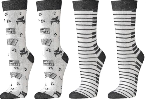 WOWERAT Witzige Socken „Piano“ für Teenager, Damen und Herren 2er-Bündel(Gr.42-47,„Piano“) von WOWERAT