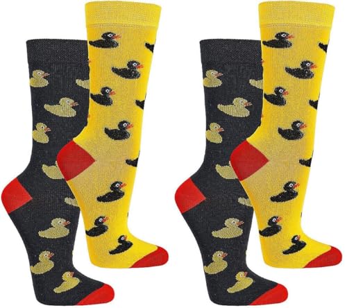 WOWERAT Witzige Socken BADE-ENTE für Teenager, Damen und Herren, 2er-Bündel/ 1 Farbe (Gr.36-41, Art.Nr. 6209.92, gelb/BADE- ENTE) von WOWERAT