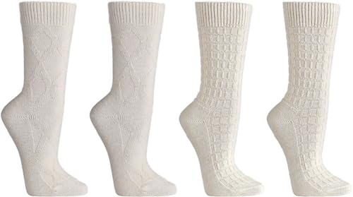 WOWERAT Wollsocken, links/links „edler Klassiker“ mit Jacquard-Motiven 2 PAAR (DE/NL/SE/PL, Numerisch, 39, 42, Regular, Regular, wollweiß) von WOWERAT