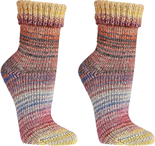 WOWERAT Wollsocken Skandinavien-Style wie handgestrickt, mit Umschlag für Damen und Herren 1 Paar (Gr.39-42, pastel) von Wowerat