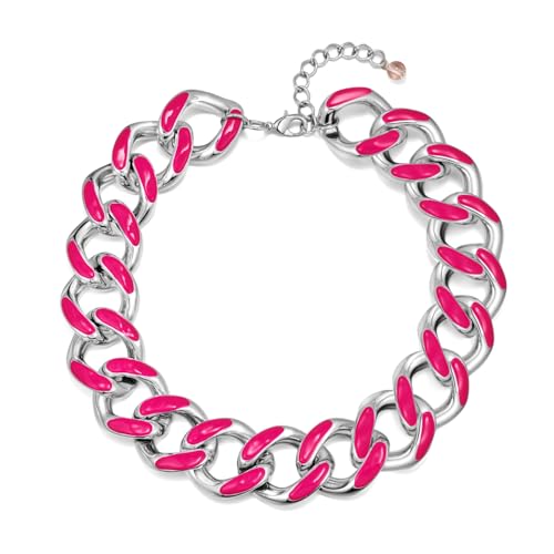 WOWORAMA Acryl Link Chain Halskette für Frauen Rosa Resin Chunky Statement Halsketten Punk Hip Hop Kette Übertriebene Choker Kragen Halskette von WOWORAMA