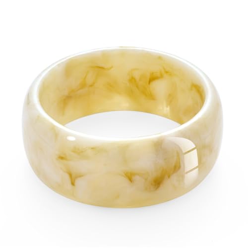 WOWORAMA Beige Acrylharz Armreif Armbänder für Damen Klobiger Armreif Gesprenkeltem Acetatharz Vintage Breitem Acryl Armbänder von WOWORAMA