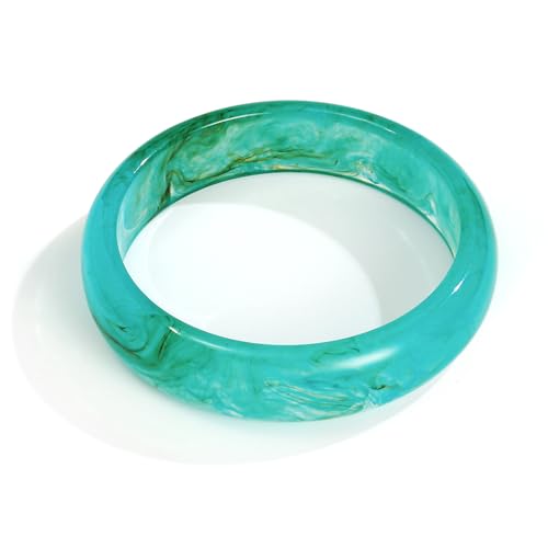 WOWORAMA Blaues Acrylharz Armband für Damen Klobige Durchscheinende Armreifen Harz Trendiges Meliertes Acetat Acryl Armband Statement Schmuck von WOWORAMA