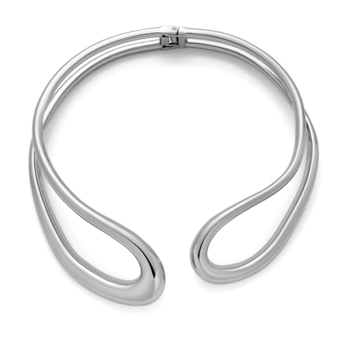 WOWORAMA Chunky Choker Collar Necklace for Women Double Layer Teardrop Collar Necklaces Heavy Bold Statement Choker Necklace Spring Metal Open Cuff Choker Necklace von WOWORAMA
