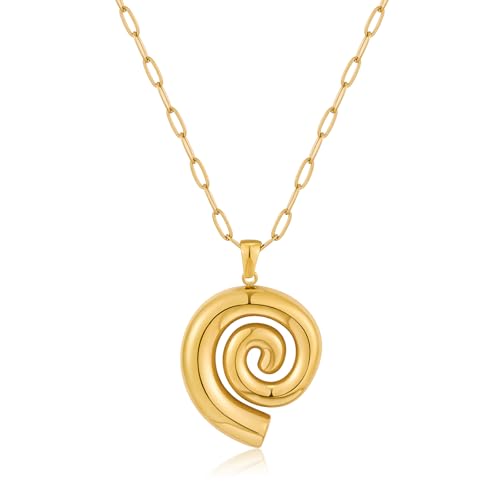 WOWORAMA Gold Spiral Halskette für Frauen Vintage Geometrische Wirbel Anhänger Halsketten Verstellbare Kette Statement Choker Halskette Boho Sommer Strand Ozean Halskette Schmuck von WOWORAMA
