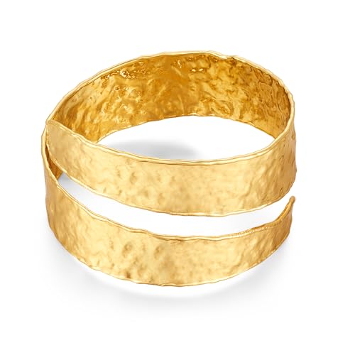 WOWORAMA Goldarmreifen Armband für Damen trendiger Armreif mit unregelmäßigen Wellen Statement mit Scharnier offener Armreif Gold trendiger Schmuck von WOWORAMA